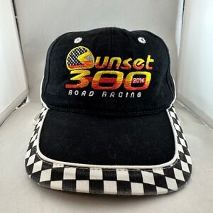 VTG‎ Otto Sunset 300 Road Racing Hat Checkered Brim USA Flag Embroidery Snapback